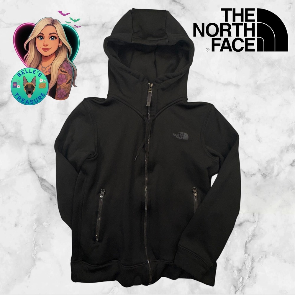 The North Face Wyntur Hoodie Women's S Black Double Knit Thick Fleece Zip Jacket